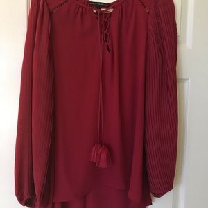 White House Black Market Red Long Sleeve Blouse